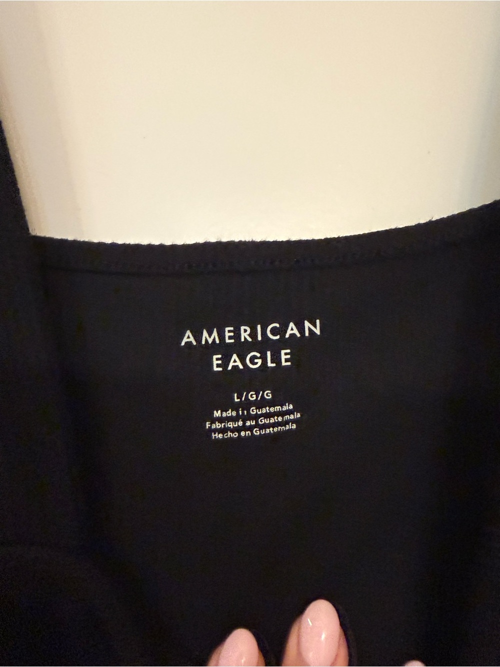 American Eagle Black Ribbed Tank Thong Bodysuit Size Large - Picture 3 of 3